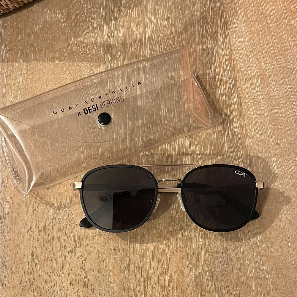 Quay Australia Black and Gold Sunglasses Apollo